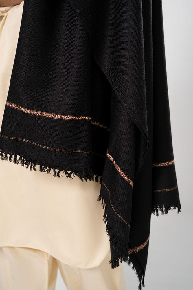 Men Shawls - Pure Pashmina Shawal ( Black )