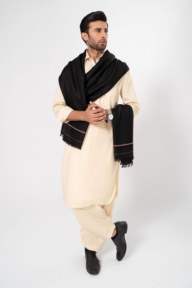 Men Shawls - Pure Pashmina Shawal ( Black )